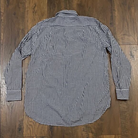 Zara Gingham Plaid Embroidered Black/White Button-Down Top - Picture 4 of 6